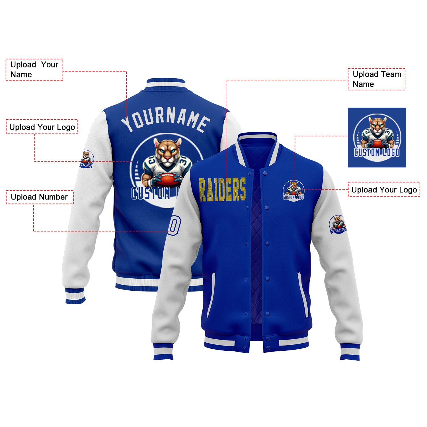 Custom Glitter Embroidered Two Tone Varsity Letterman Team Game Day Jacket