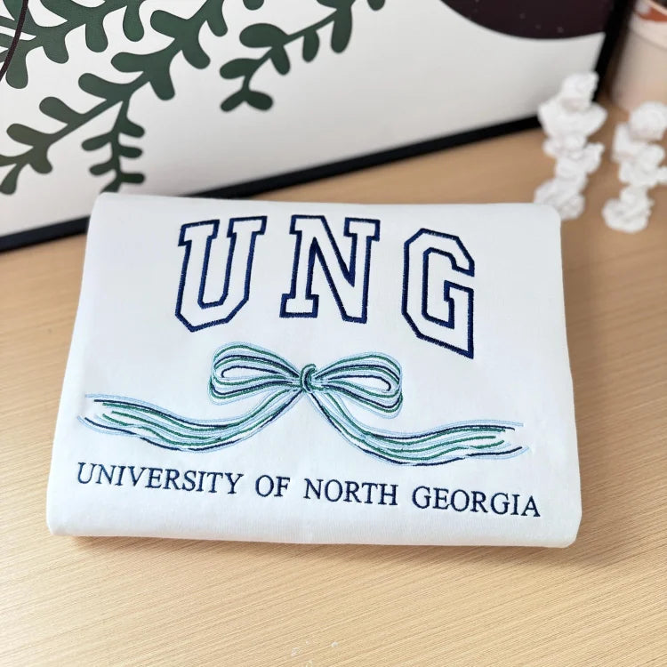 Custom Embroidered College Hoodie with Bow