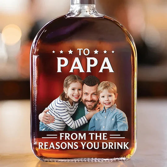 Custom Photo Your Favorite Reasons To Pour - Family Personalized Custom Whiskey Bottle - Father's Day, Gift For Dad, Grandpa