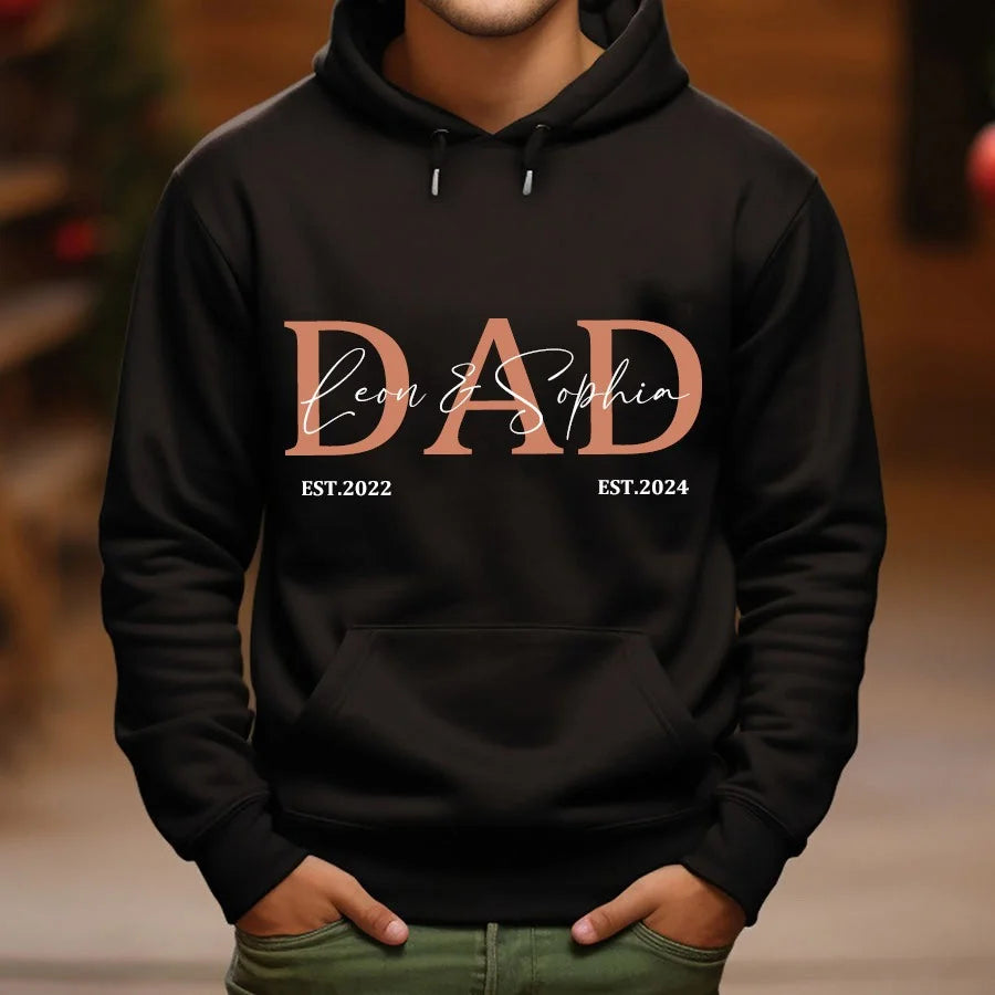 Custom Personalised DAD Hoodie Sweatshirt with Kid's Names Father's Day Gift Cool Dad Gift
