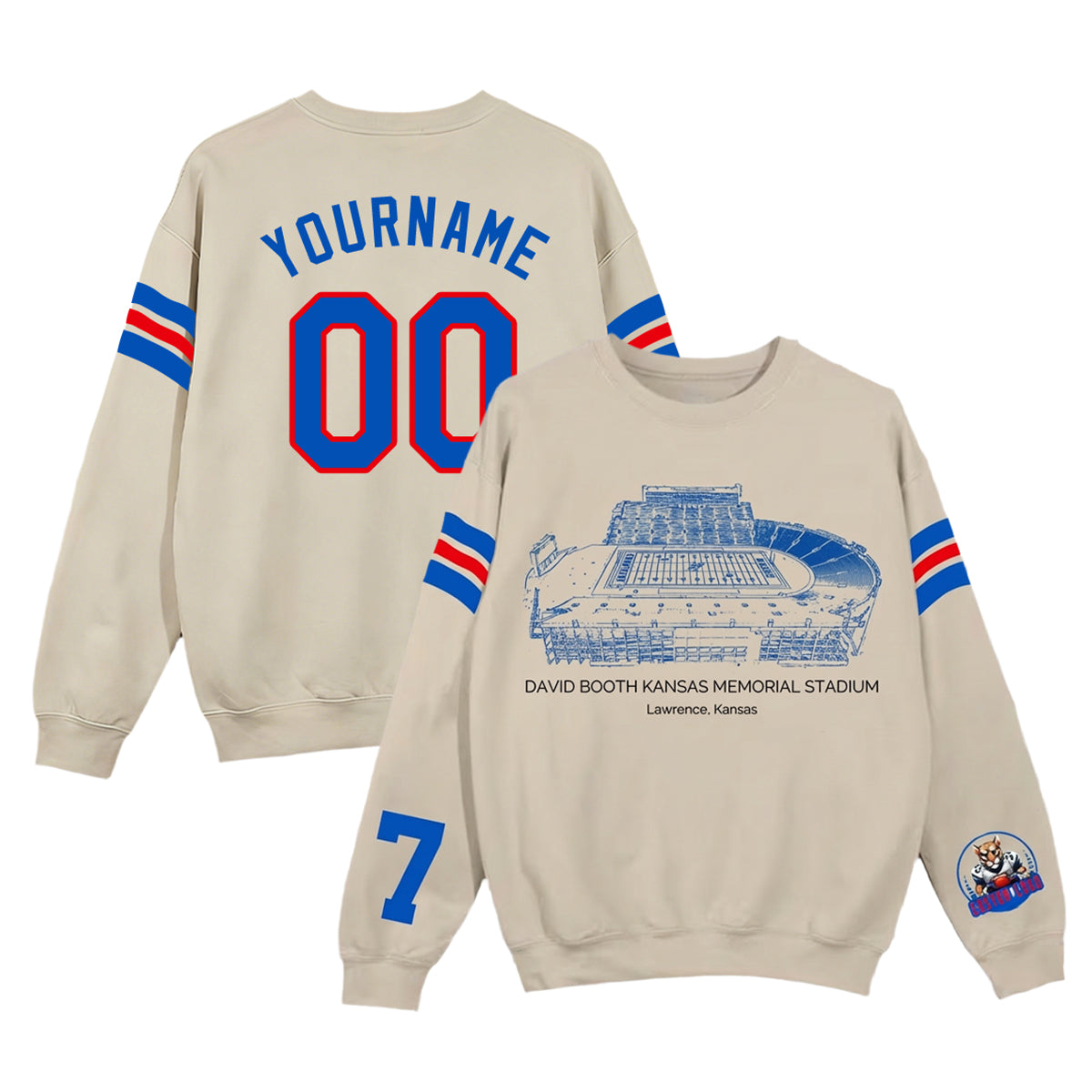 Custom Stadium Sweatshirt-Kansas Jayhawks football-College Football Sweatshirt