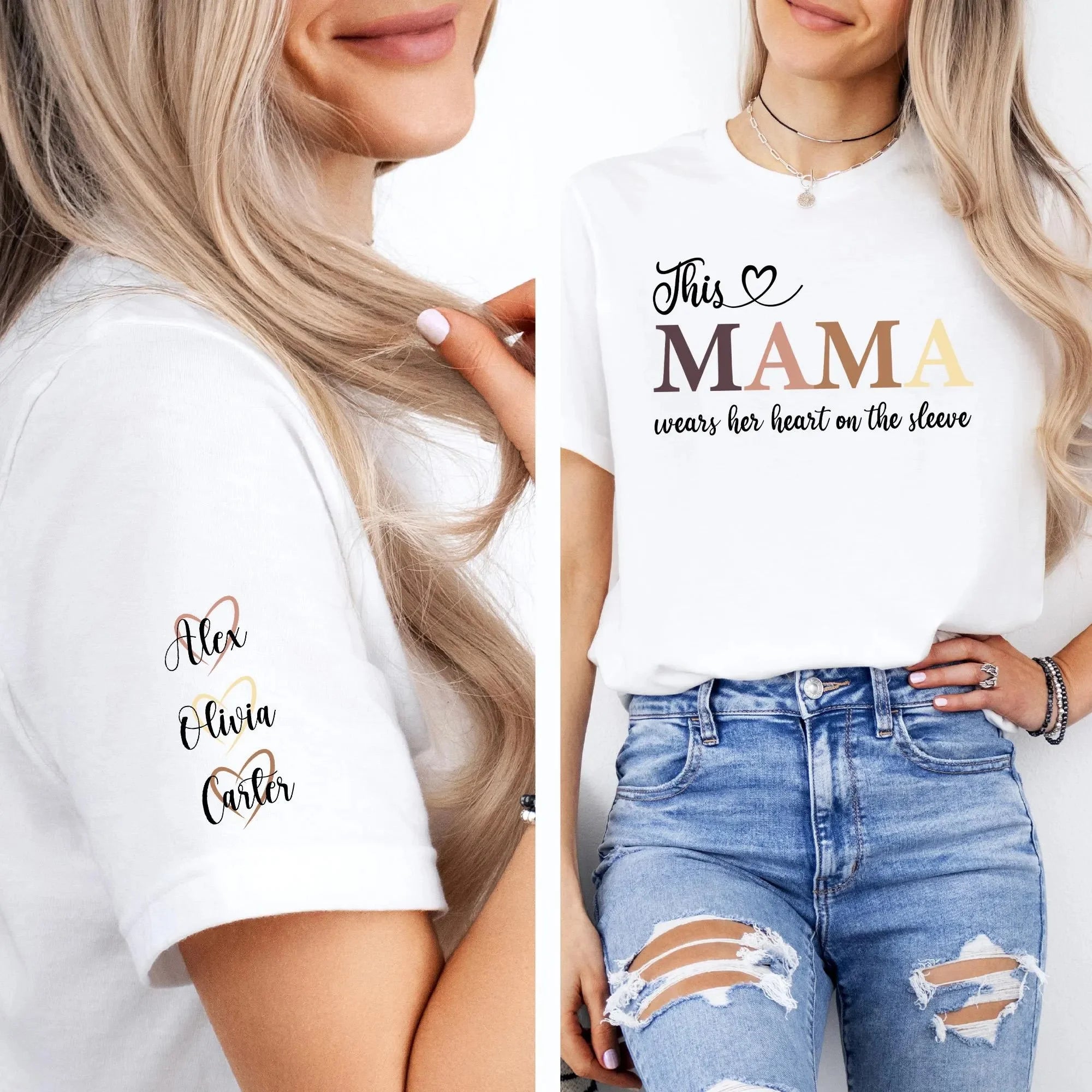 Wear Your Heart on Your Sleeve - Custom Sweatshirt with Names On Sleeve - Mother's Day Gift