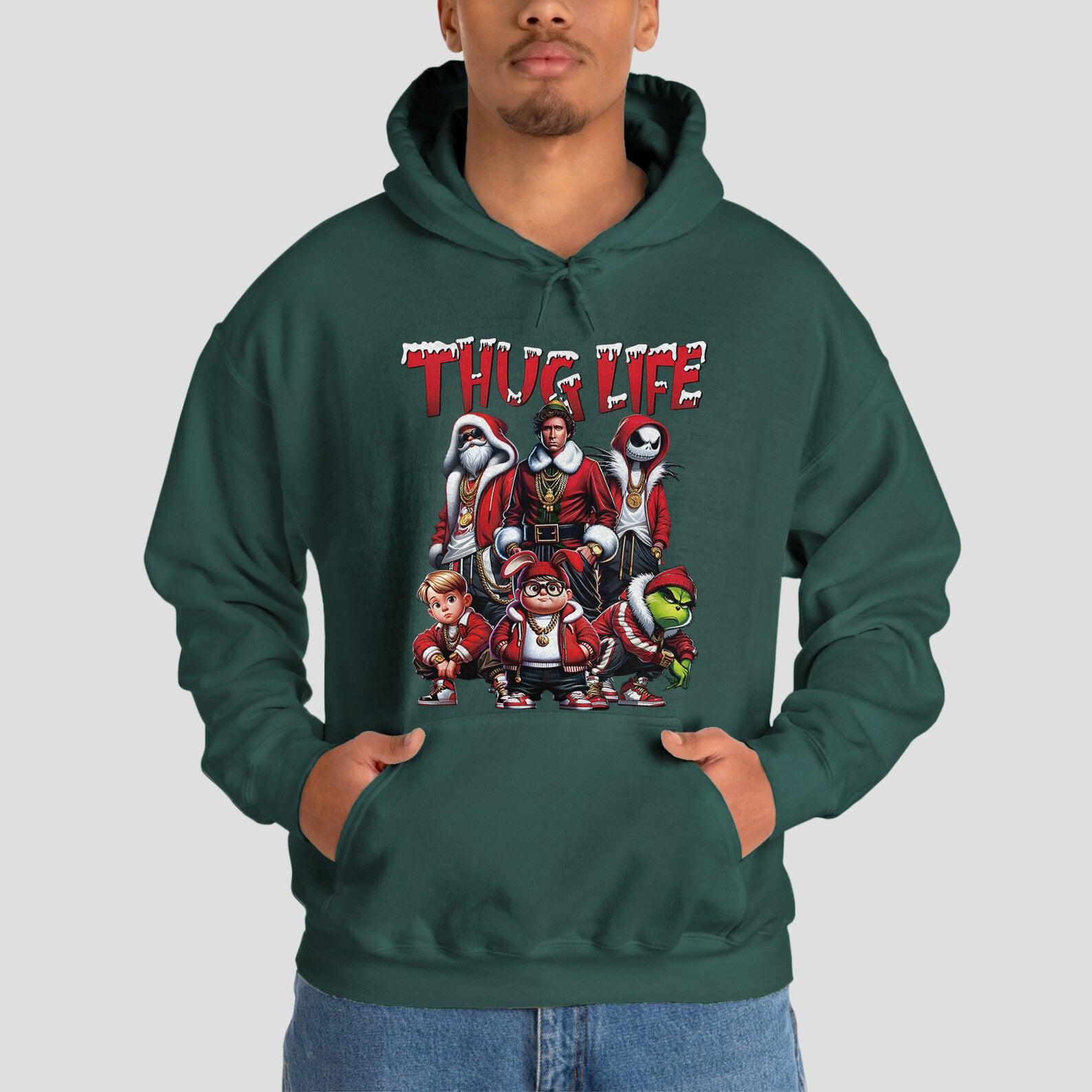 Custom Gray Christmas Movie Character Sweatshirt