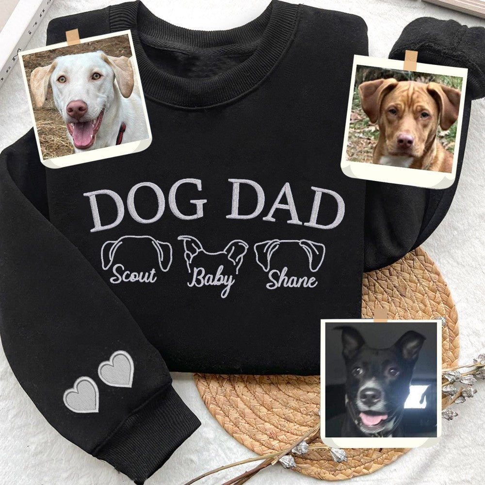 Custom Dog Dad Embroidered Sweatshirt Hoodie Cute Keepsake Gifts For Pet Lover | Father's Day Gift