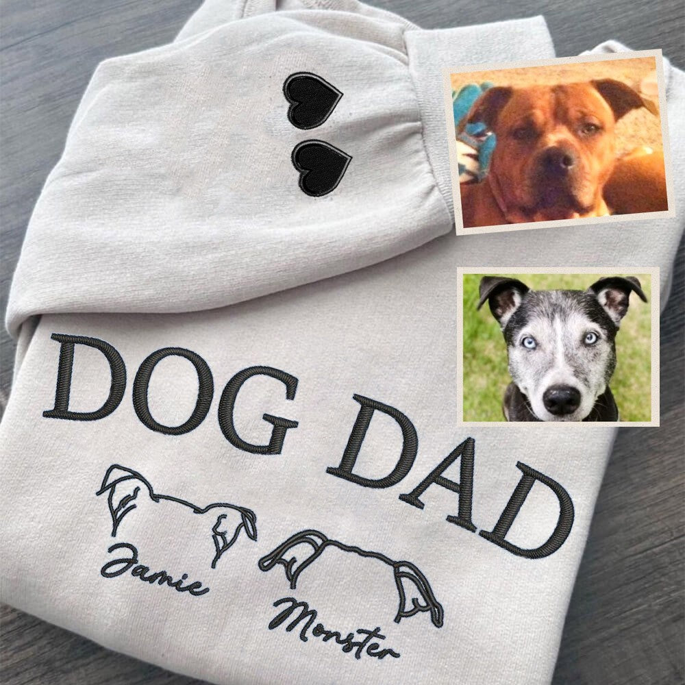Custom Dog Dad Embroidered Sweatshirt Hoodie Unique Funny Gifts For Pet Lover | Father's Day Gift