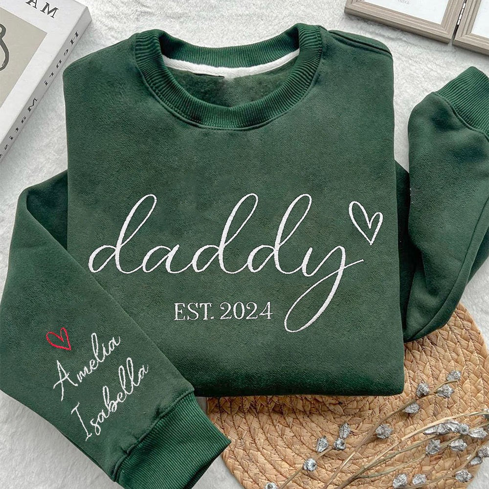 Custom Daddy Embroidered Sweatshirt Hoodie For Family Gifts Father's Day Gifts