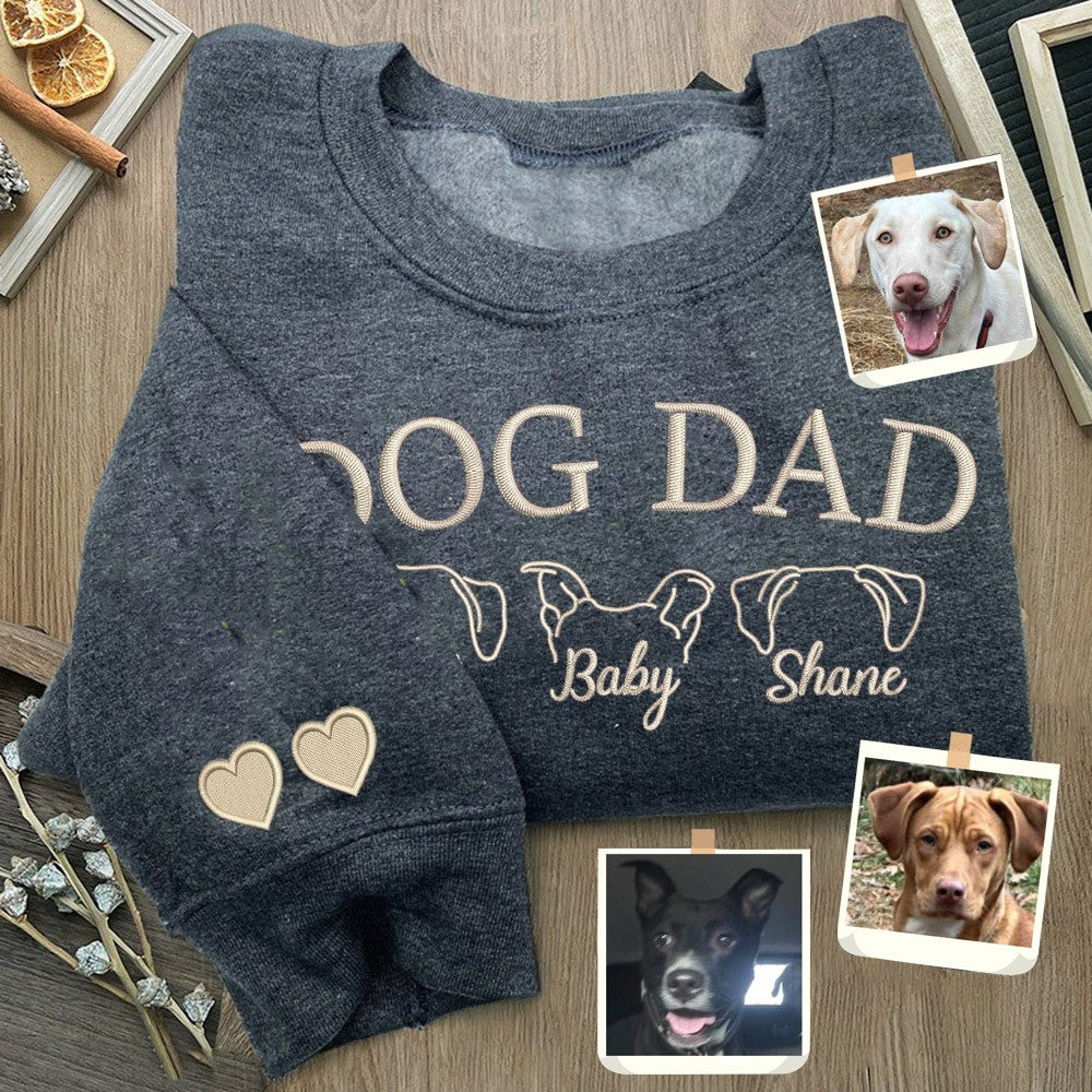 Custom Dog Dad Embroidered Sweatshirt Hoodie Unique Funny Gifts For Pet Lover | Father's Day Gift
