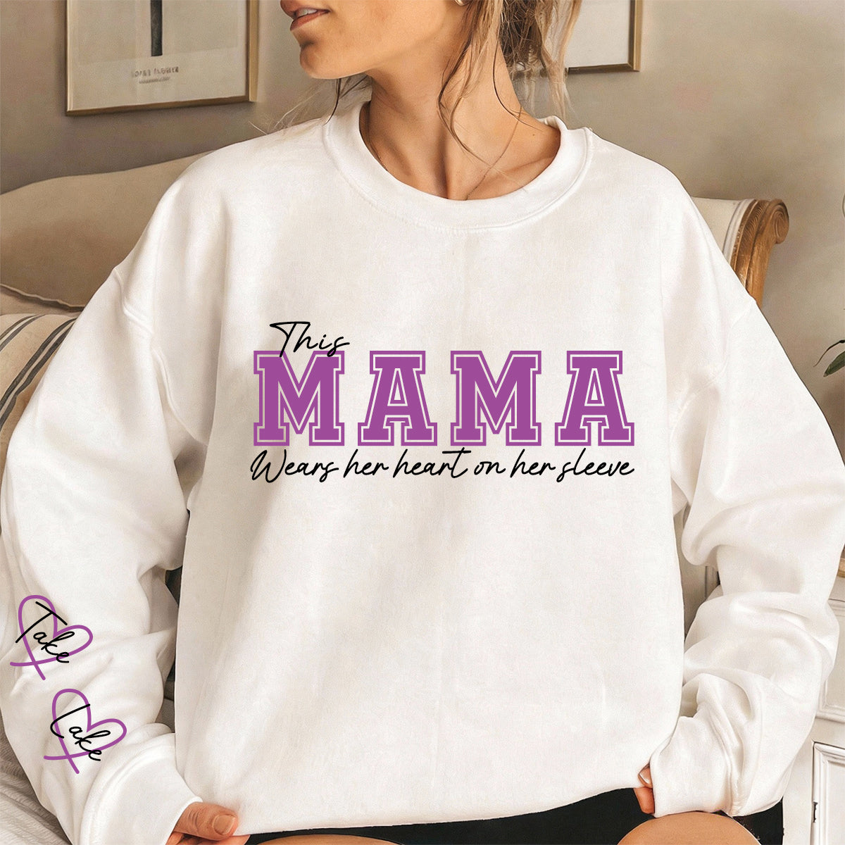 Wear Your Heart on Your Sleeve – Personalized Print Mama Sweatshirt with Kids’ Names | Mother's Day Gift
