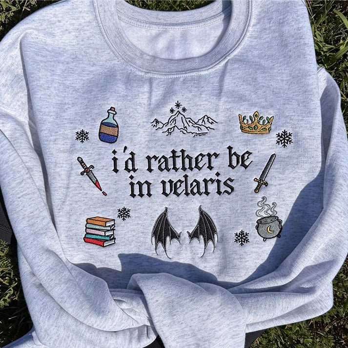 Custom Embroidered Sweatshirt – I'd Rather Be in a Starry City | Personalized Fantasy Gift
