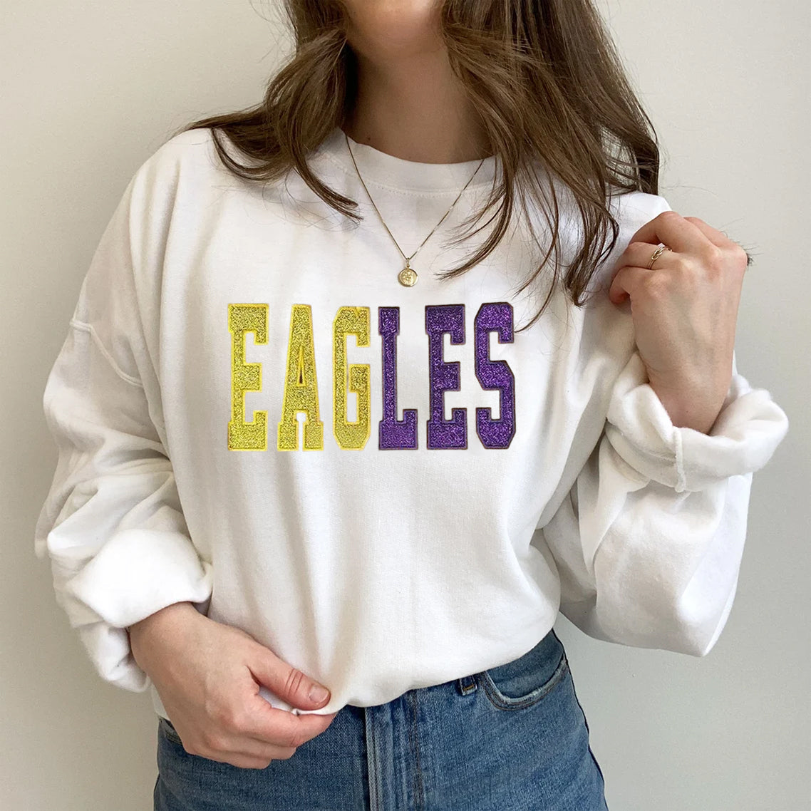 Custom Glitter Embroidered Sweatshirt | Gifts for Sports Mom