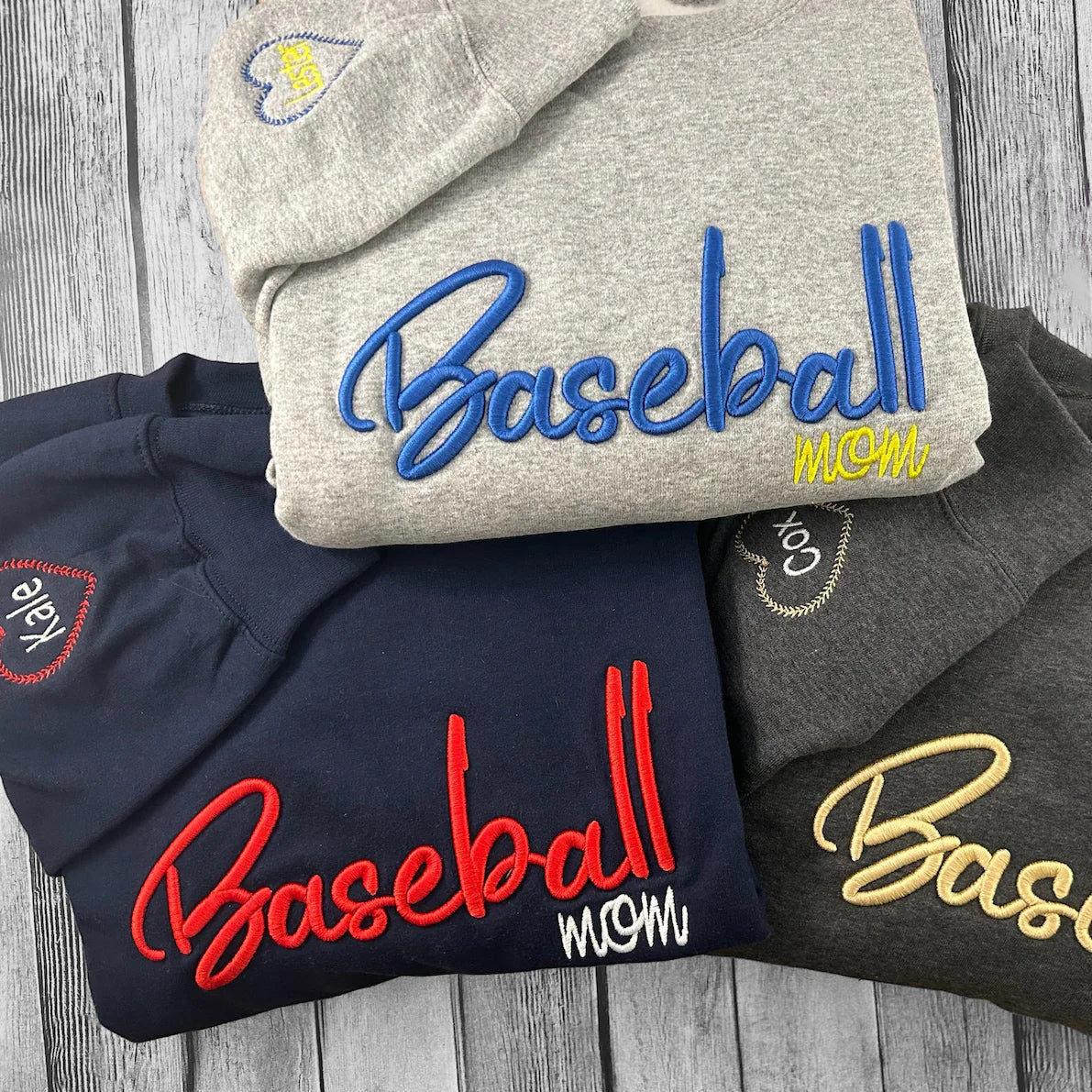 Custom Embroidered Baseball 3D Puff Sweatshirt Mom Sweatshirt | Gifts for Sports Mom