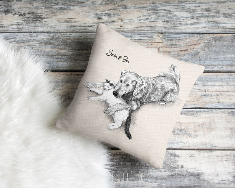 Custom Dog Portrait Pillow Personalized Pet Pillow, Pet Lover Gift