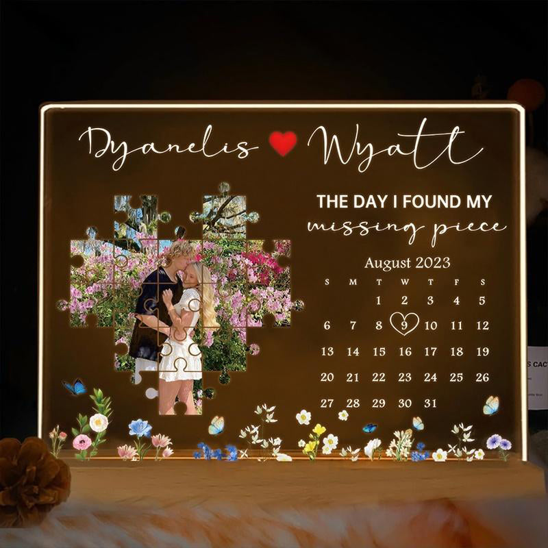 The Day I Found My Missing Piece Custom Valentine's Day Light Frame Personalized Gift | Couple Anniversary Gift | Black Friday Sale