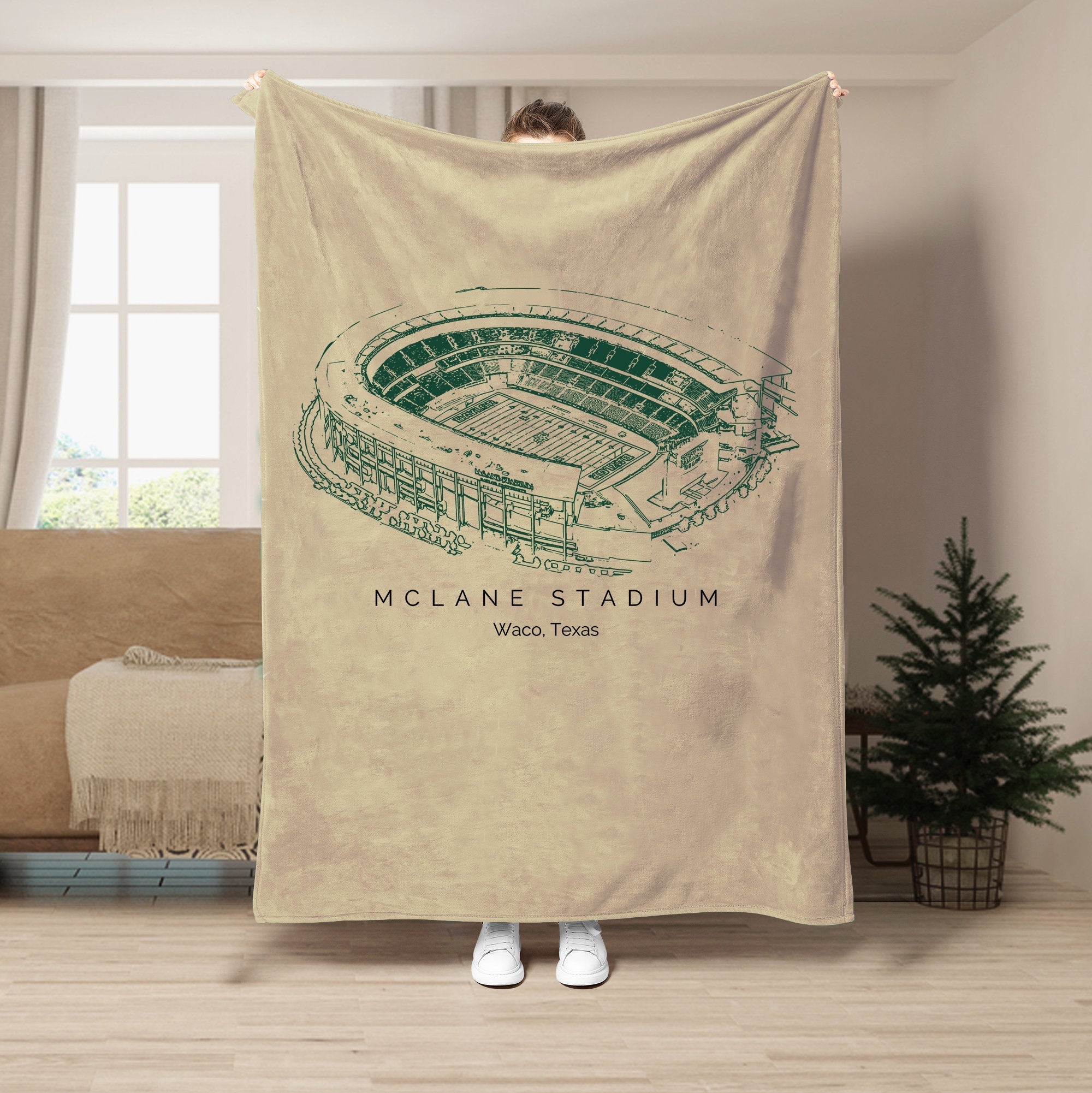 Custom Stadium Blanket McLane Stadium- Baylor Bears football, College Football Blanket