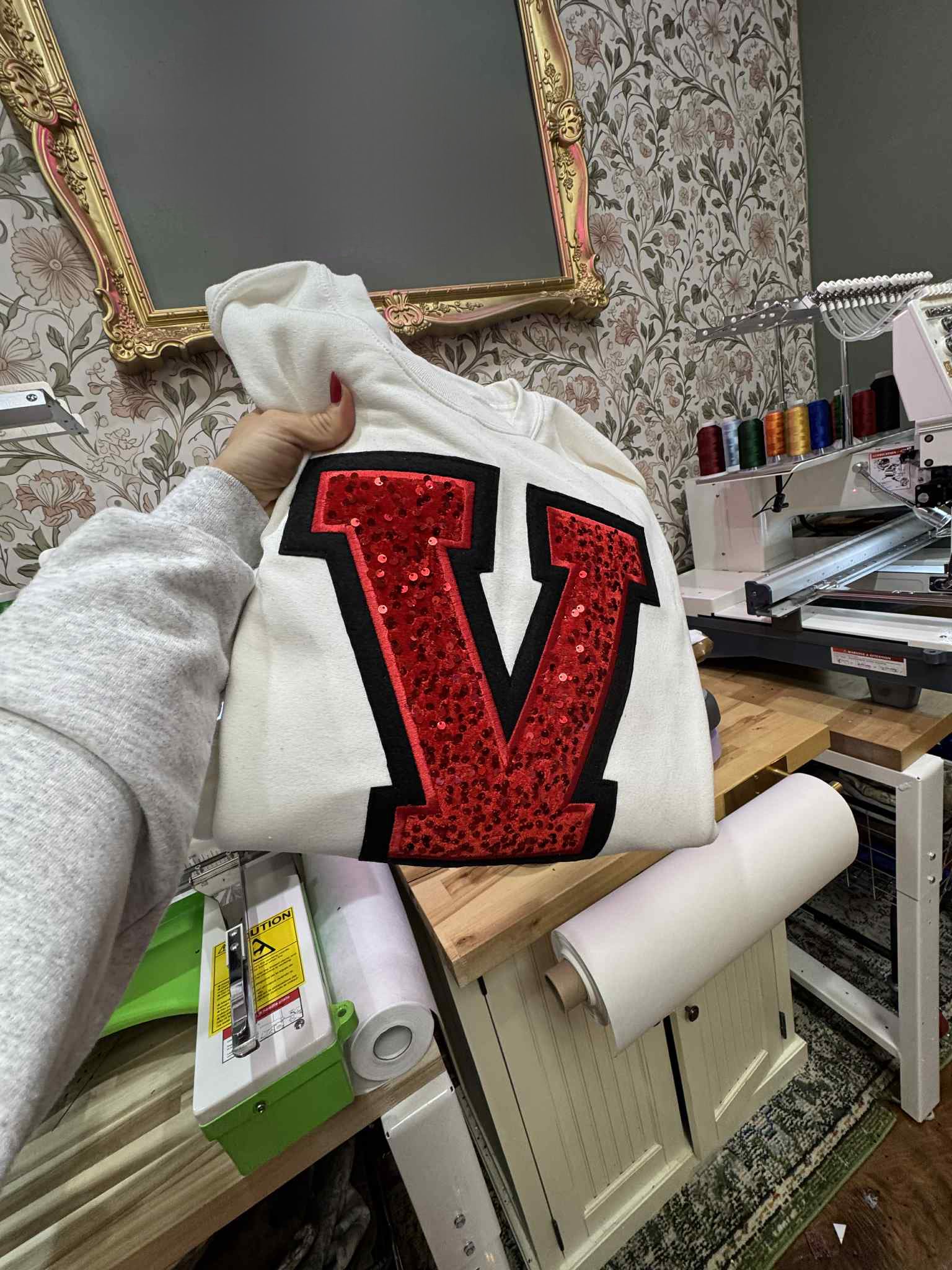Custom Sequin Letter Sweatshirt – Personalized Glitter Numbers, Sports Fan Gift | Gifts for Sports Mom