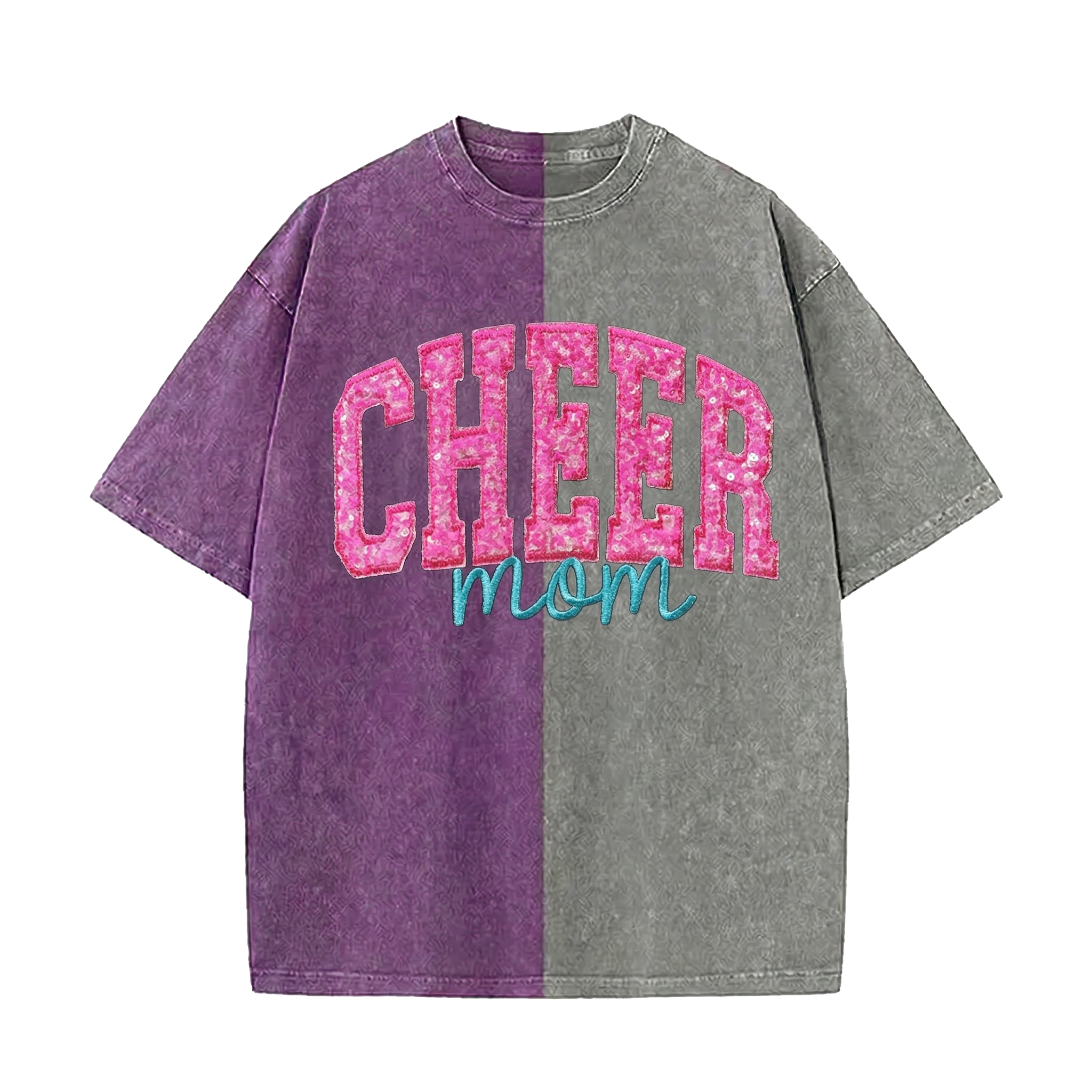 Custom CHEER MAMA Two Tone Washed T-shirt – Personalized Glitter Letters, Vintage Style,Camo Tee | Gifts for Sports Mom