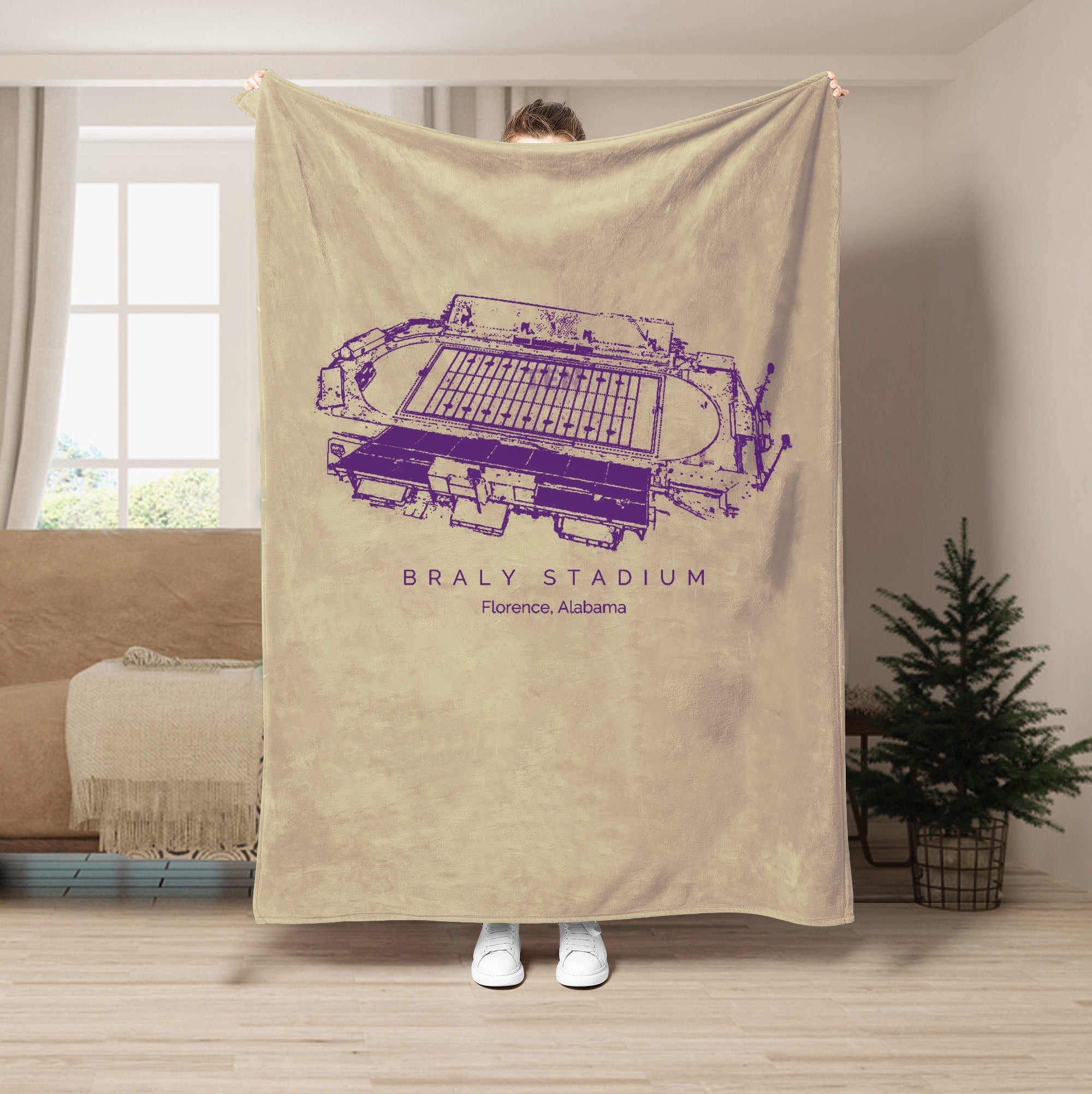 Custom Stadium Blanket Braly Stadium - North Alabama Lions football,College Football Blanket
