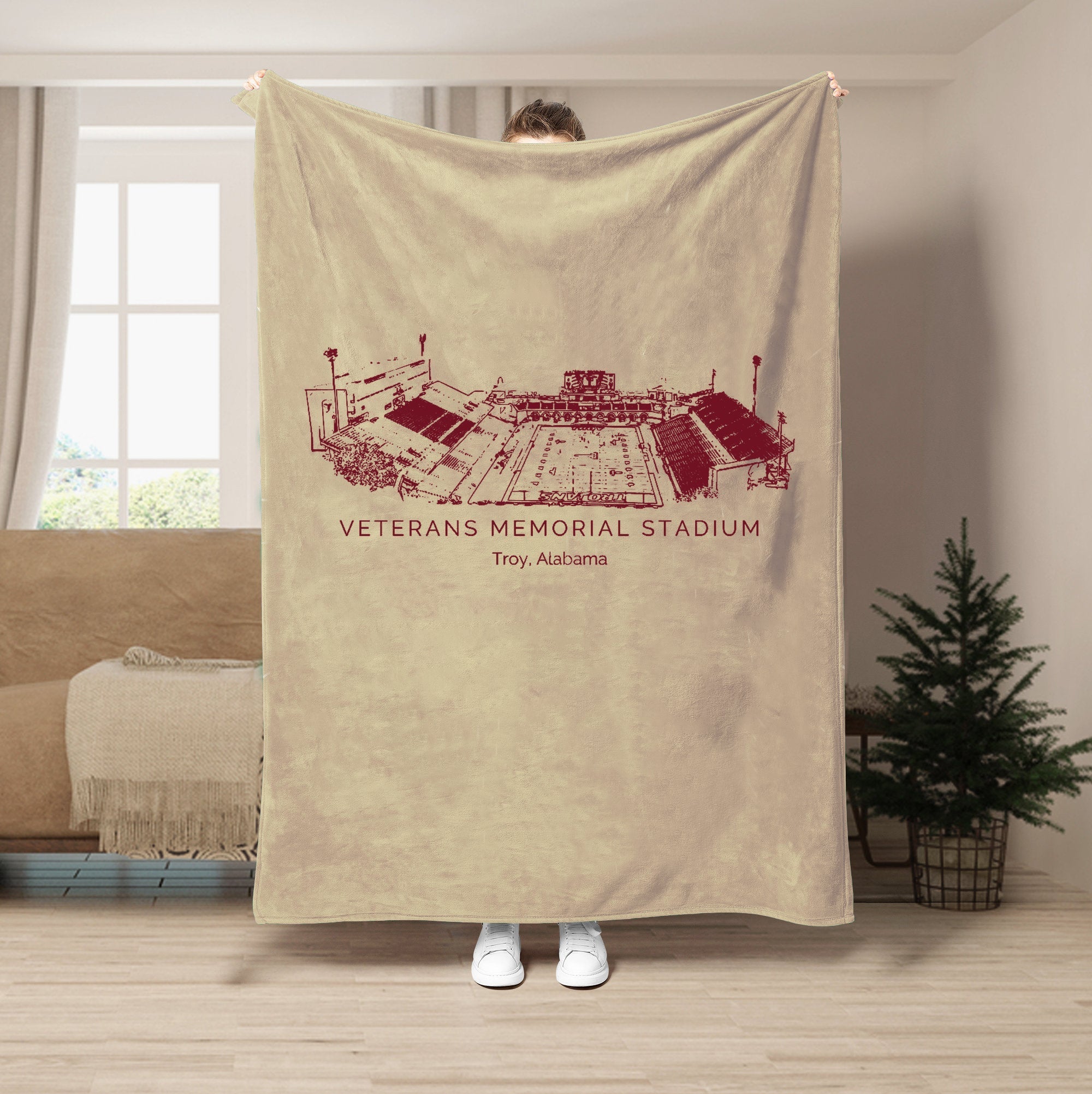 Custom Stadium Blanket Veterans Memorial Stadium - Troy Trojans football,College Football Blanket