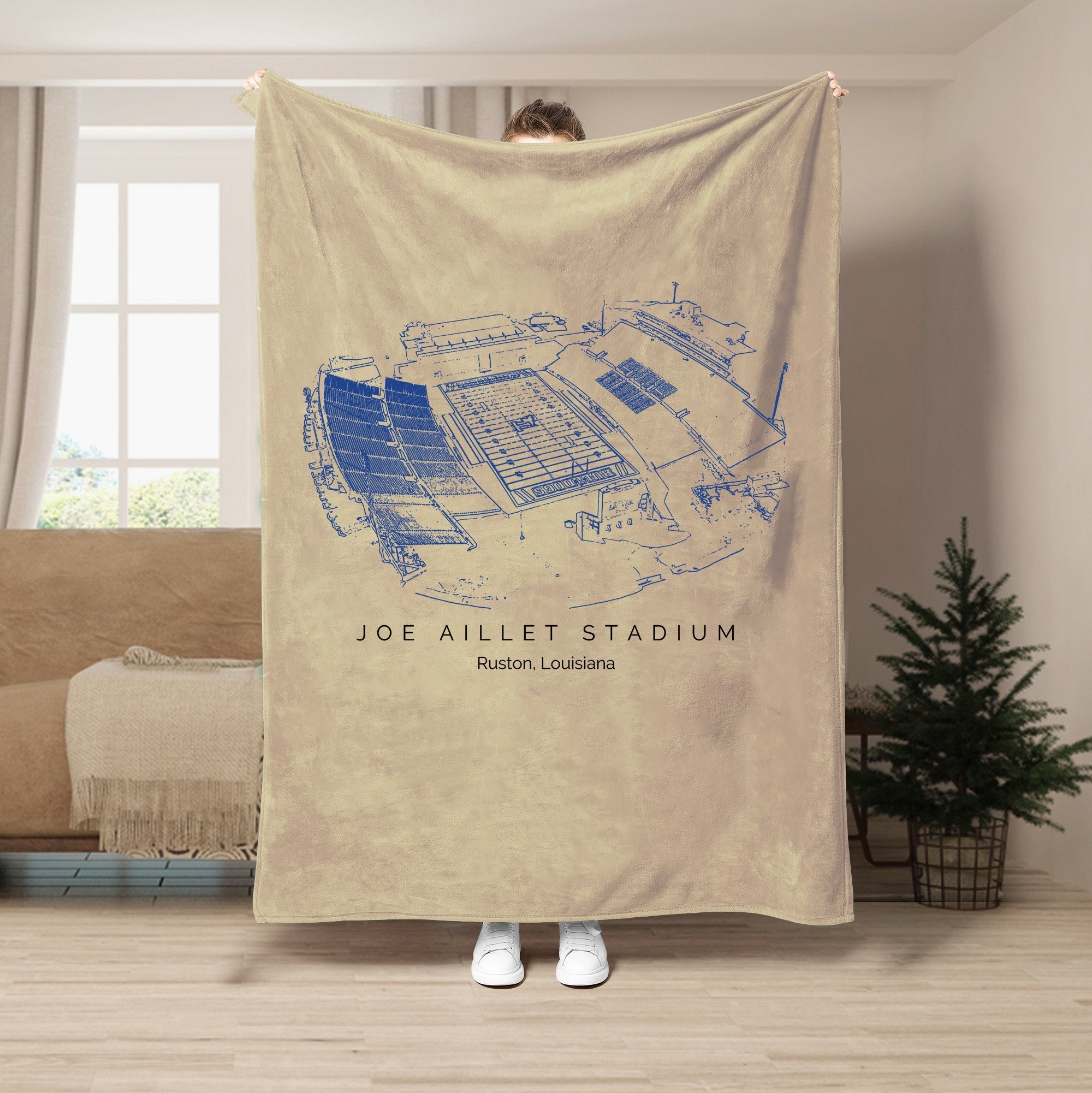 Custom Stadium Blanket Joe Aillet Stadium - Louisiana Tech Bulldogs football,College Football Blanket