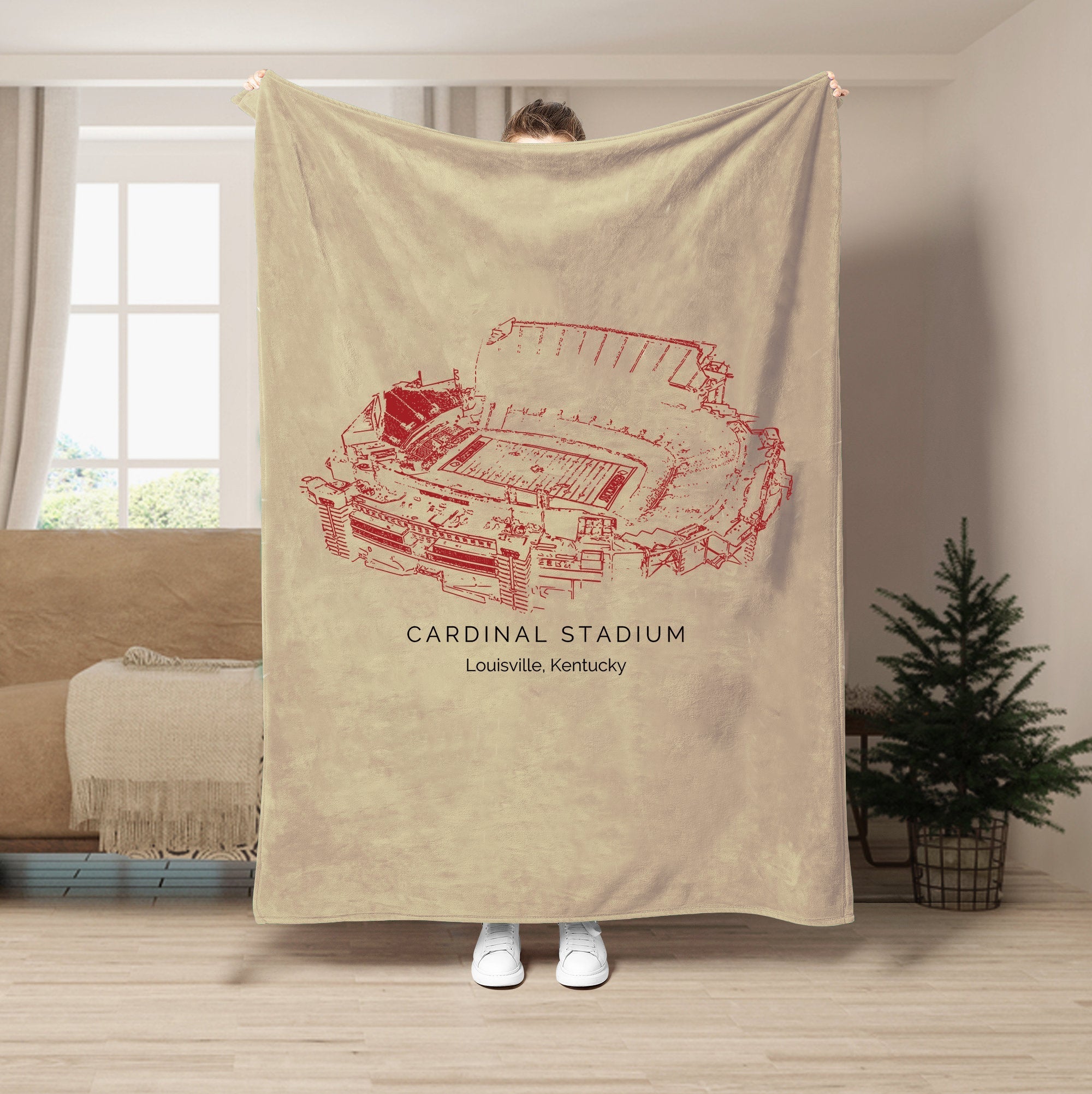 Custom Stadium Blanket Cardinal Stadium - Louisville Cardinals football,College Football Blanket