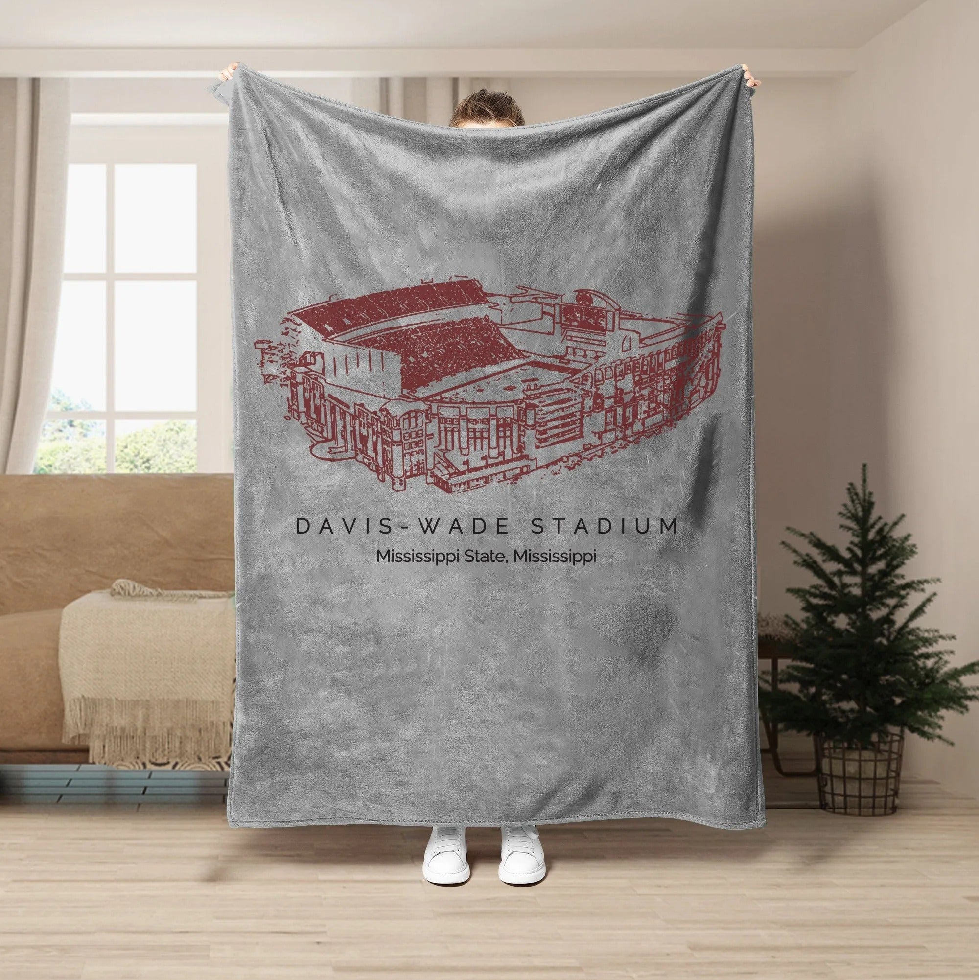 Custom Stadium Blanket Davis Wade Stadium - Mississippi State Bulldogs football,College Football Blanket