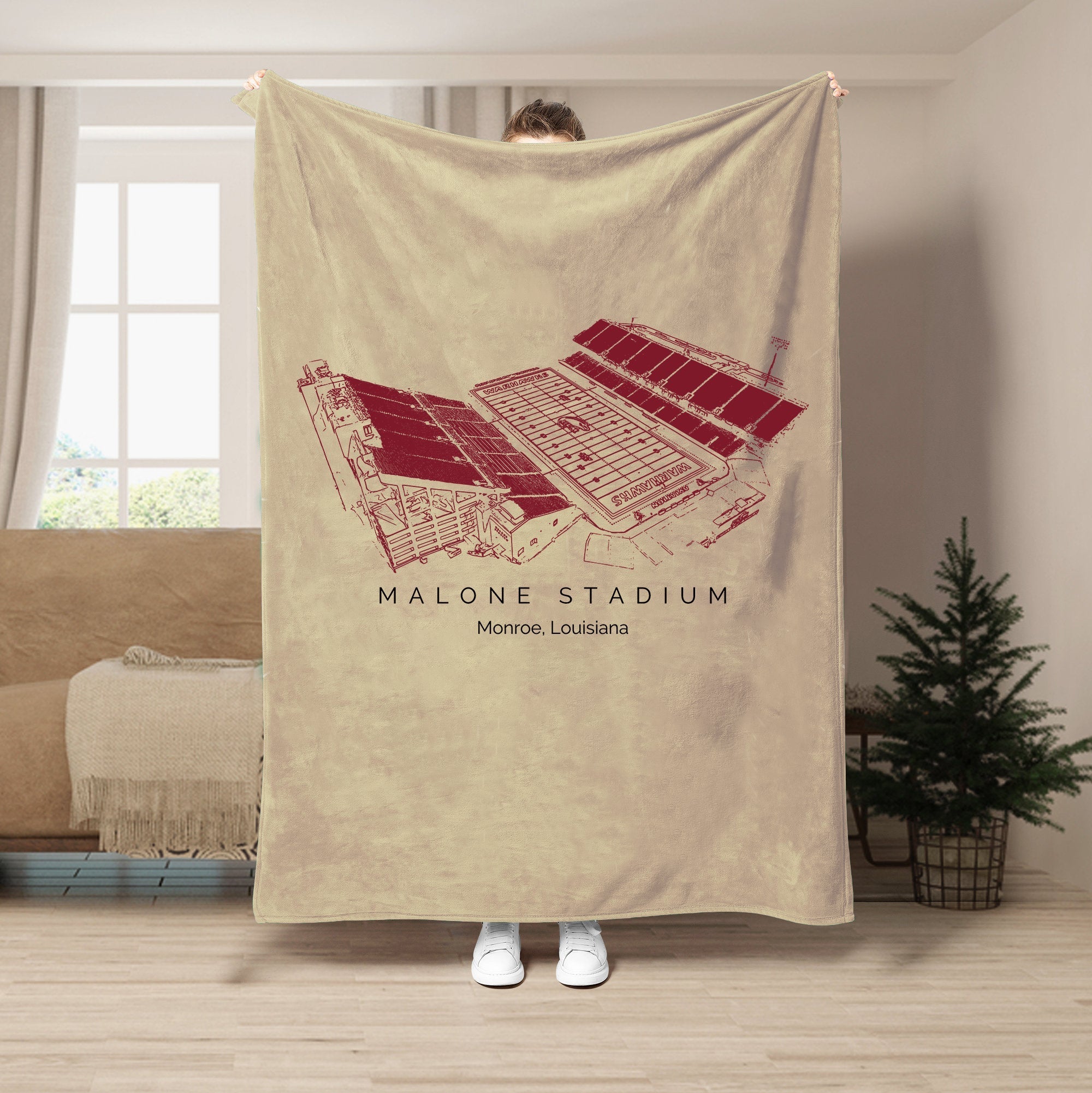 Custom Stadium Blanket Malone Stadium - Louisiana–Monroe Warhawks football,College Football Blanket