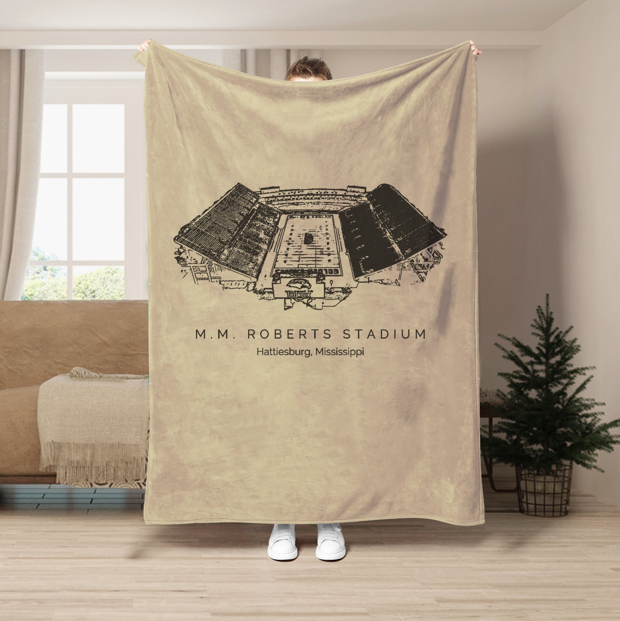 Custom Stadium Blanket M. M. Roberts Stadium - Southern Miss Golden Eagles football,College Football Blanket