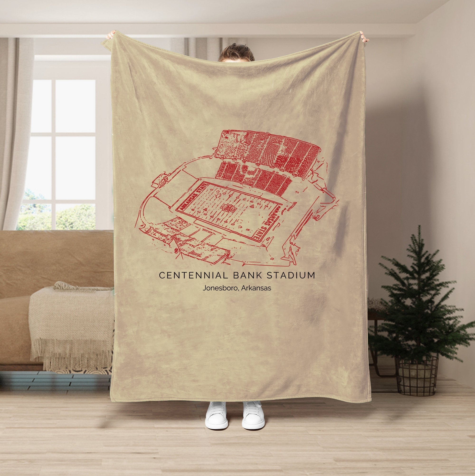 Custom Stadium Blanket Centennial Bank Stadium - Arkansas State Red Wolves football,College Football Blanket