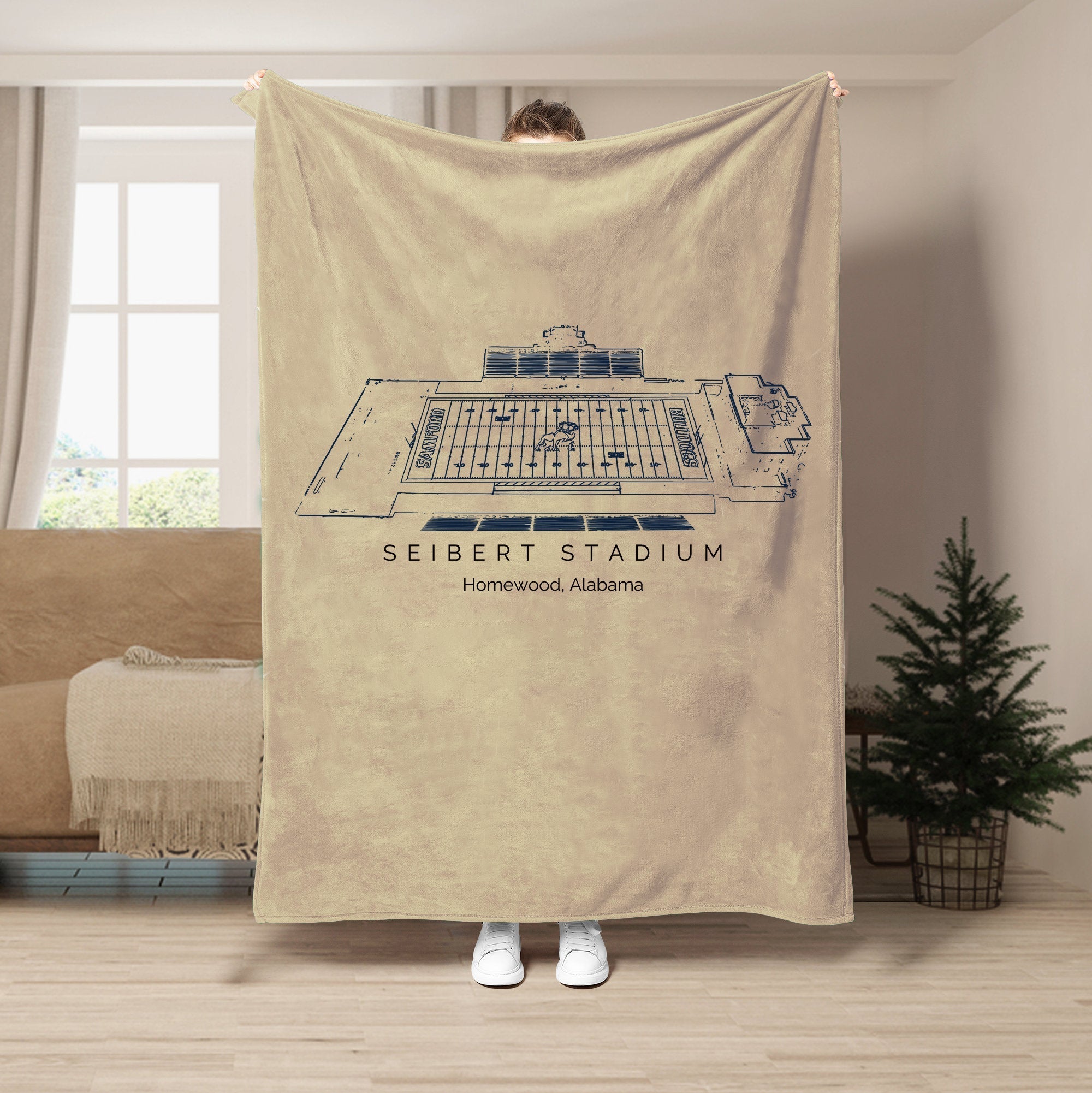 Custom Stadium Blanket Seibert Stadium - Samford Bulldogs football,College Football Blanket
