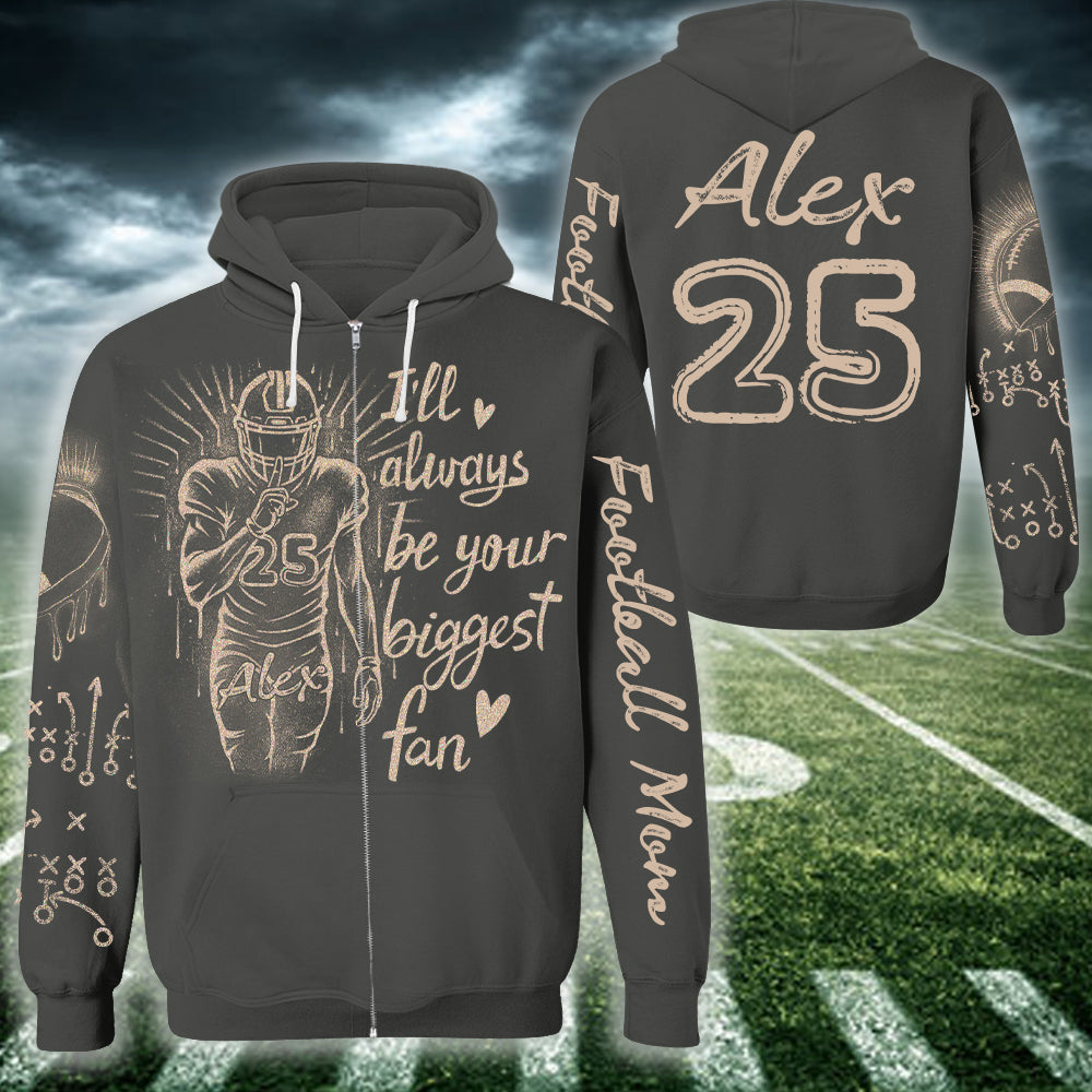 Personalized Bleach Style Football Shirt - I'll Always Be Your Biggest Fan Shirt Gift For Football Mom Tu24 | Gifts for Sports Mom