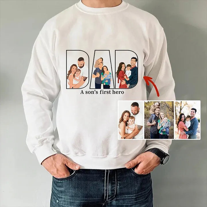 Custom Hand Painted Color Silhouette Sweatshirt Father's Day Gift, Gift For Dad
