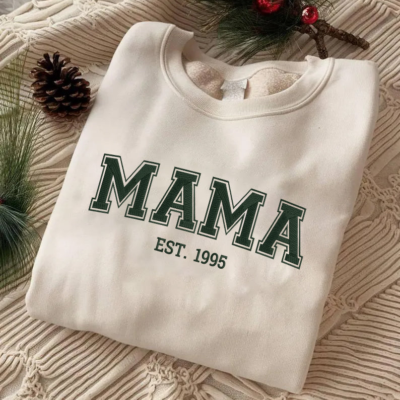 Mother's Day Personalized Embroidered Custom Text EST Hoodie Sweatshirt T-Shirt | Gift for Mom