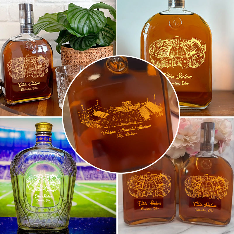 Custom Veterans Memorial Stadium Whiskey Bottles-Gifts For Sports Lovers