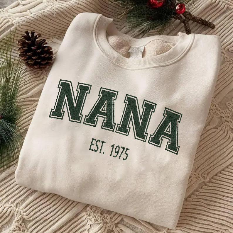 Mother's Day Personalized Embroidered Custom Text EST Hoodie Sweatshirt T-Shirt | Gift for Mom