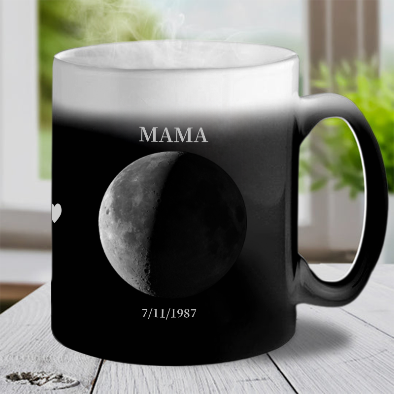 What the Moon Looked Like When You Became My Mom - Real Moon Phase Personalized Custom 3D Color-changing Mug - Gift For Mommy,Nana