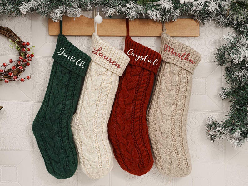 Personalized Embroidered Name Christmas Stockings | Holiday Decoration Gifts