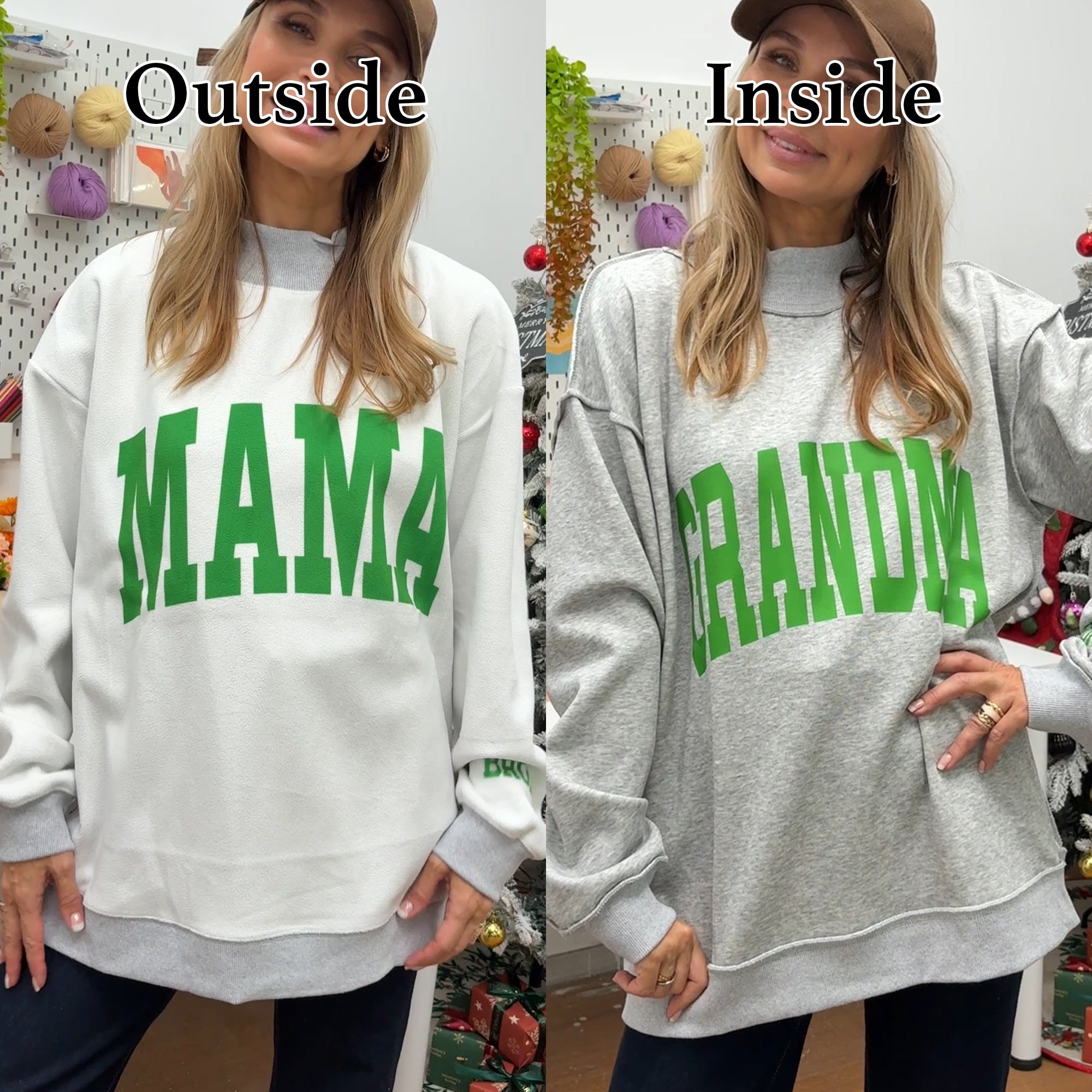 Custom MAMA/GRANDMA Reversible Mockneck | Christmas Gifts