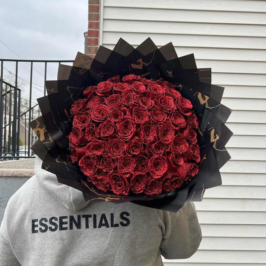 (Ship Immediately, No Waiting!!!)Valentine's Day Glitter Rose Bouquet - Best Gift to Lover | Black Friday Sale
