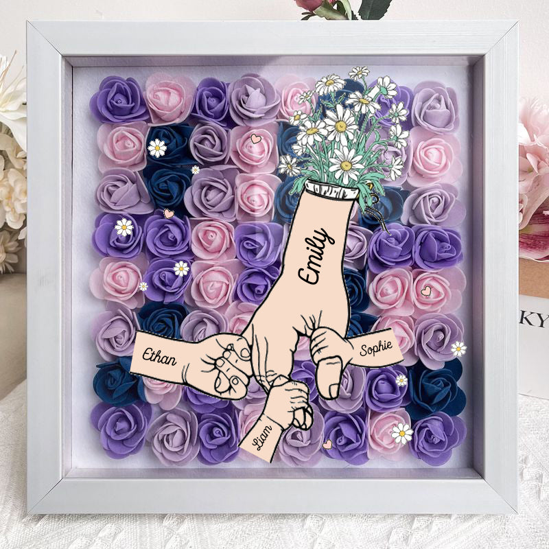 Mum Hand Holding - Personalized Flower Shadow Box | Gift for Mom