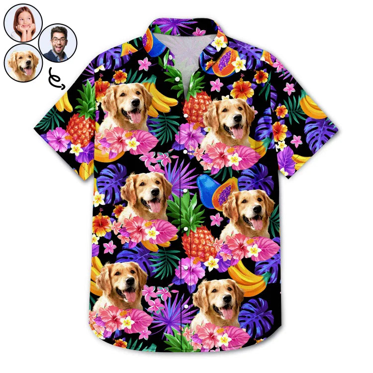 Custom Personalized Photo Funny Family Pet Tropical Hawaiian Shirt