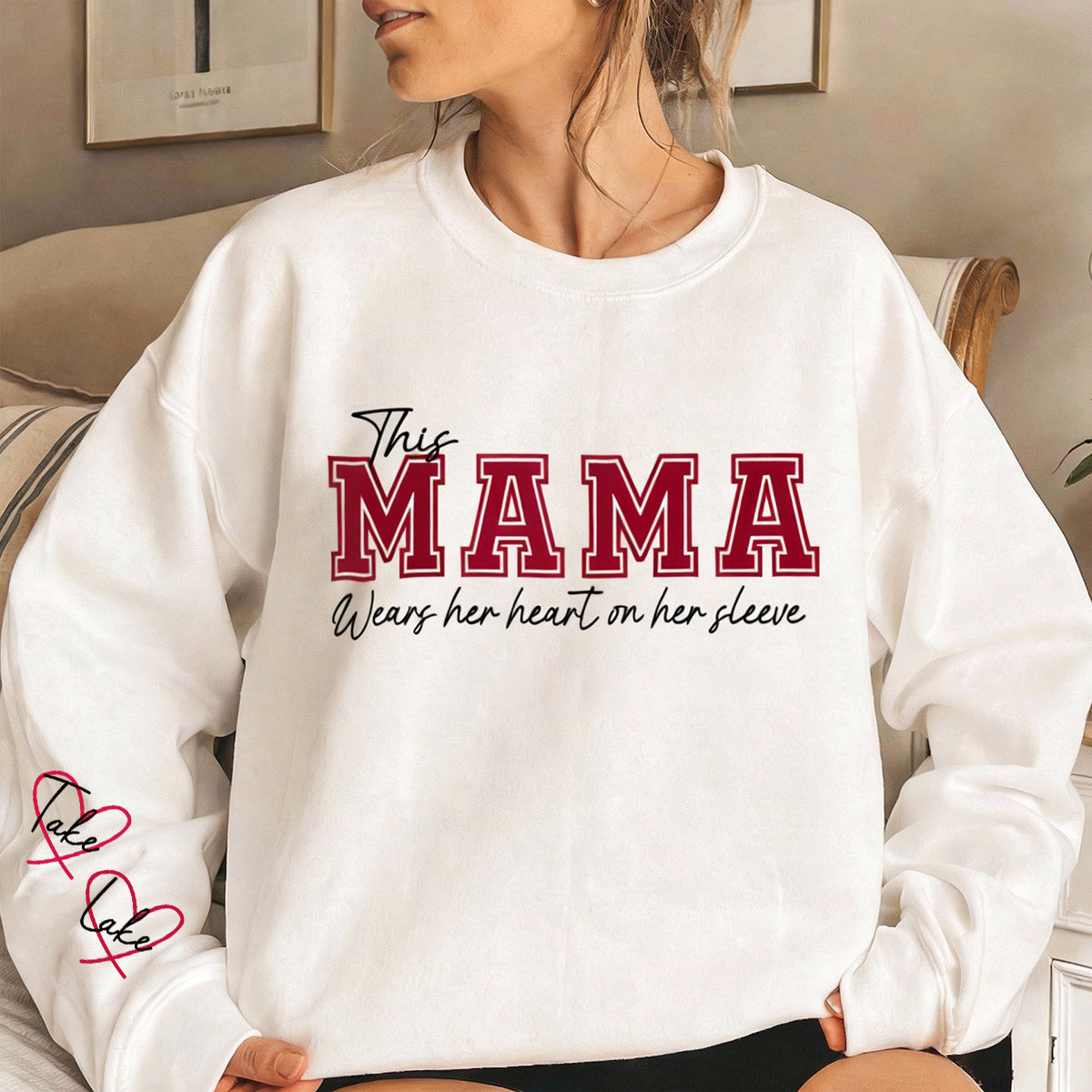 Wear Your Heart on Your Sleeve – Personalized Print Mama Sweatshirt with Kids’ Names | Mother's Day Gift