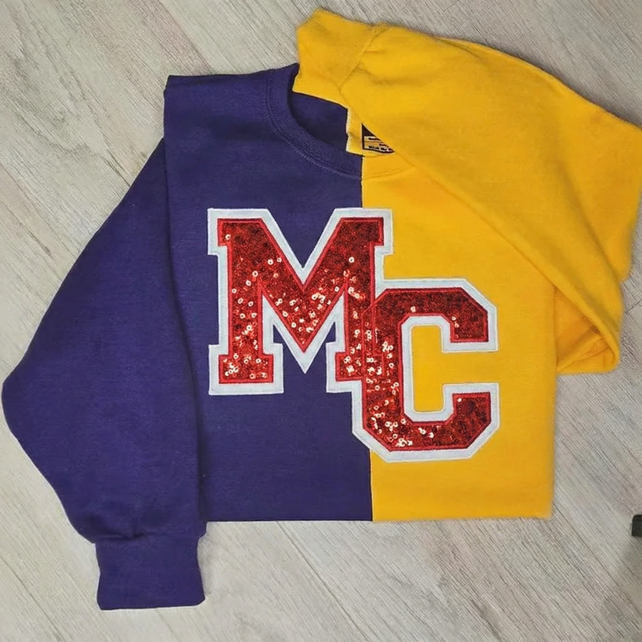 Custom Two Tone Sequin Letters Sweatshirt – Personalized Glitter Numbers, Sports Fan Gift | Gifts for Sports Mom