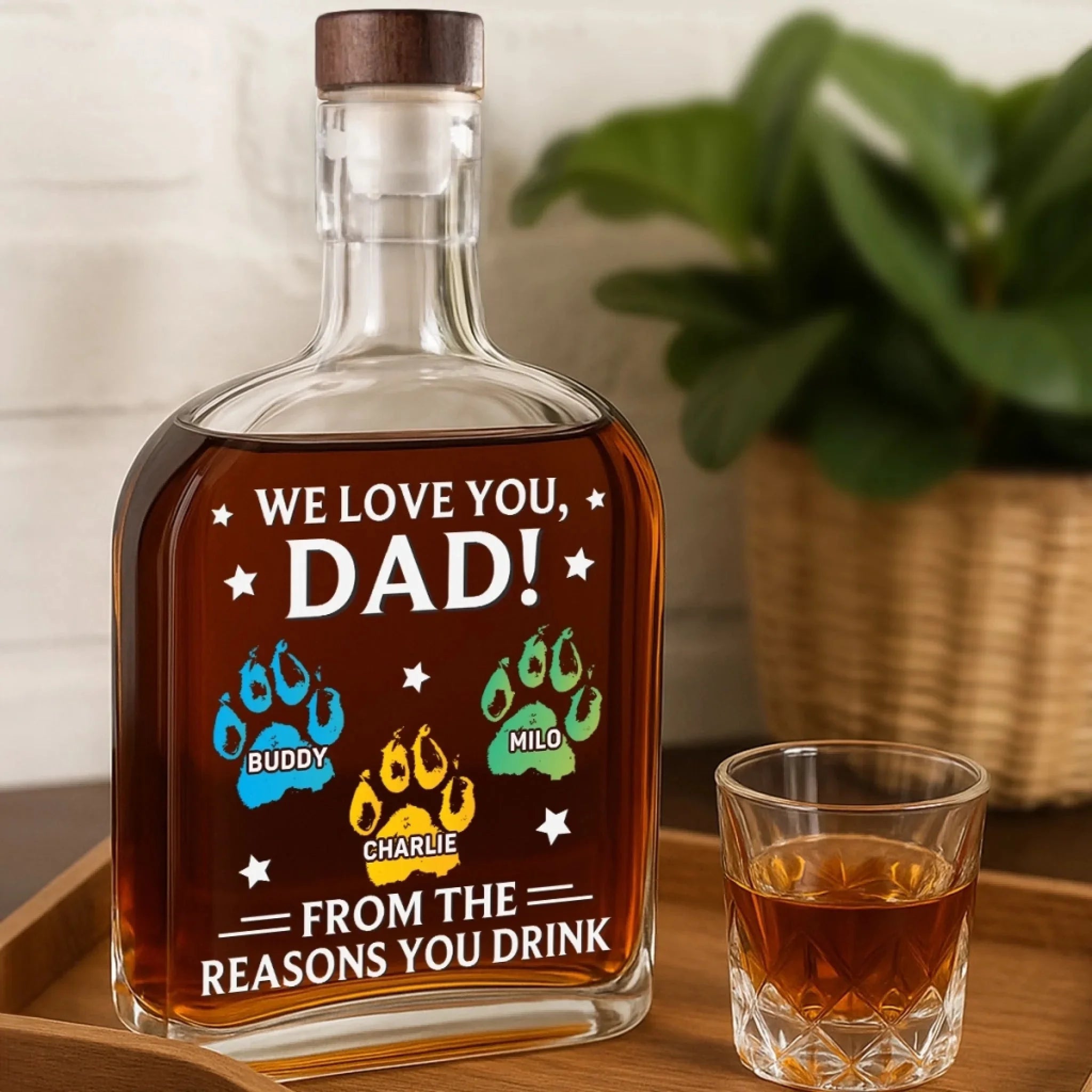You're Our Favorite Hooman - Dog & Cat Personalized Custom Whiskey Bottle - Father's Day, Gift For Dad, Pet Owners, Pet Lovers