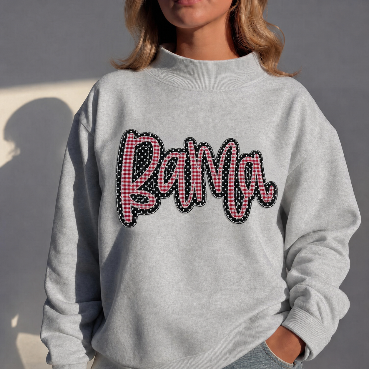 Custom Embroidered Applique Patchwork Mockneck, Gameday Sweatshirt, Sports Apparel, Spirit Wear | Game Day Wear