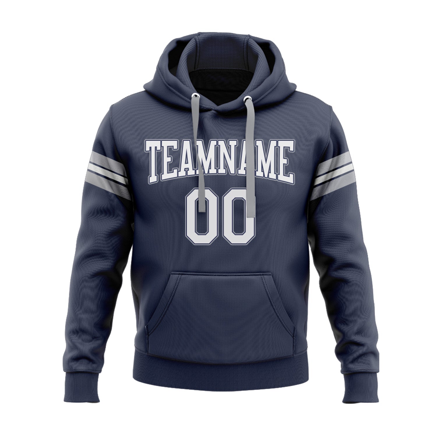 Custom Navy White-Gray Personalized Sports Team Embroidered Pullover Hoodie
