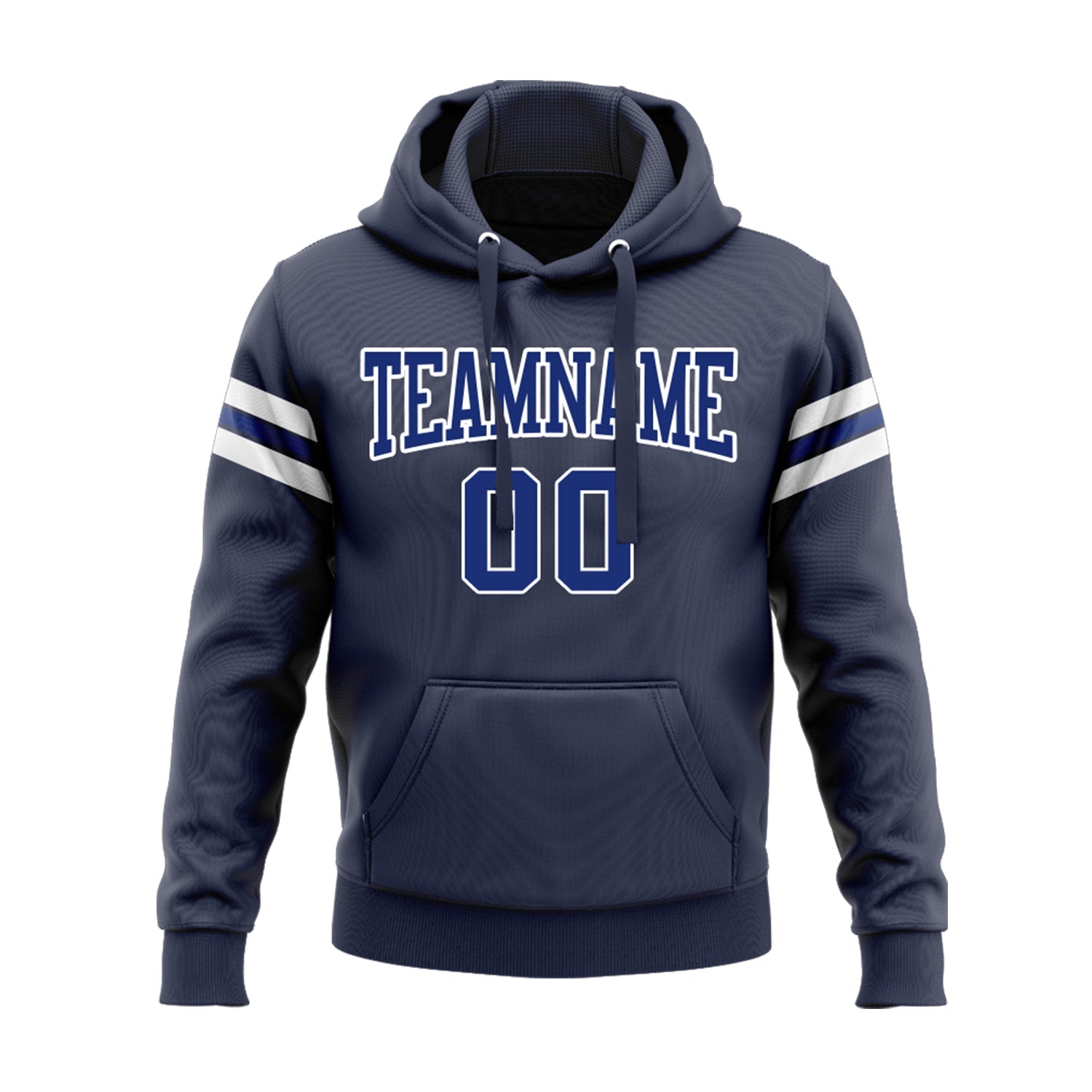 Custom Navy Royal-White Personalized Sports Team Embroidered Pullover Hoodie