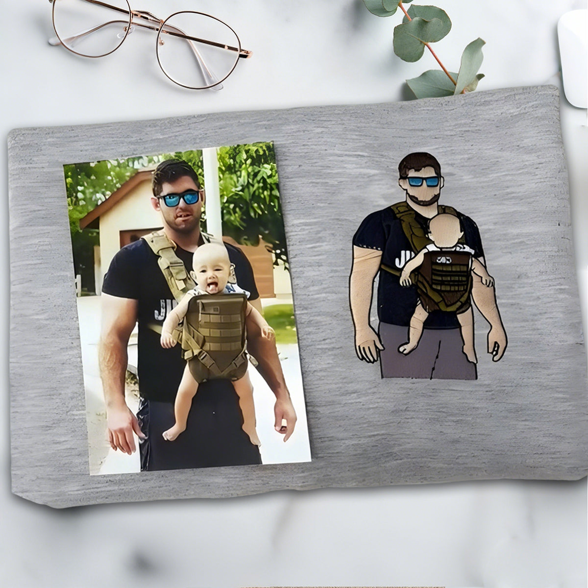 Custom Embroidered Sweatshirt with a Photo Portrait for My Dad | for Dad and Grandpa Father's Day Gift