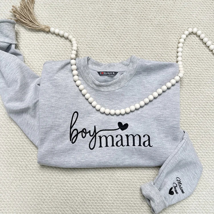 Custom Embroidered Boy Mama Sweatshirt ,Personalized Gift for Mama | Mother's Day Gift