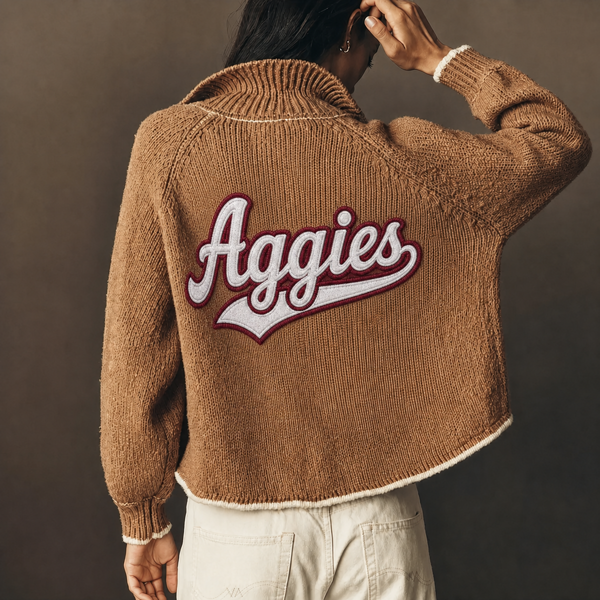 Custom Team Name Embroidered Knit Cardigan – Personalized Game Day Sweater