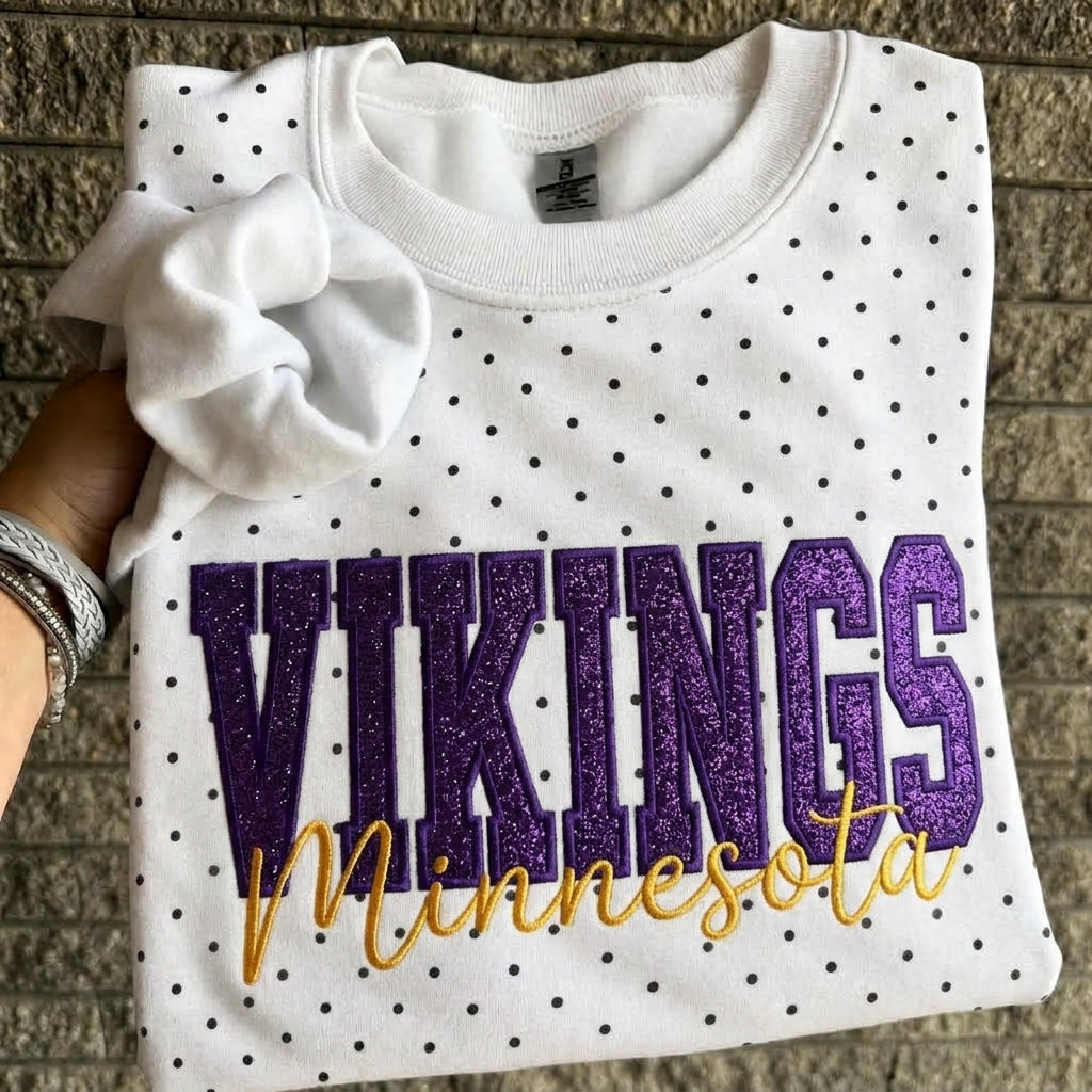 Custom Embroidered Glitter Football Team Name Polka Dot Sweatshirt - Game Day Gear | Gifts for Sports Mom | Game Day Wear